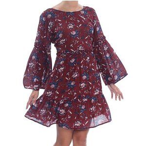 WILLIAM RAST Womens Dress SZ L‎ Sandra Babydoll Floral Burgundy Retro Y2K 90's
